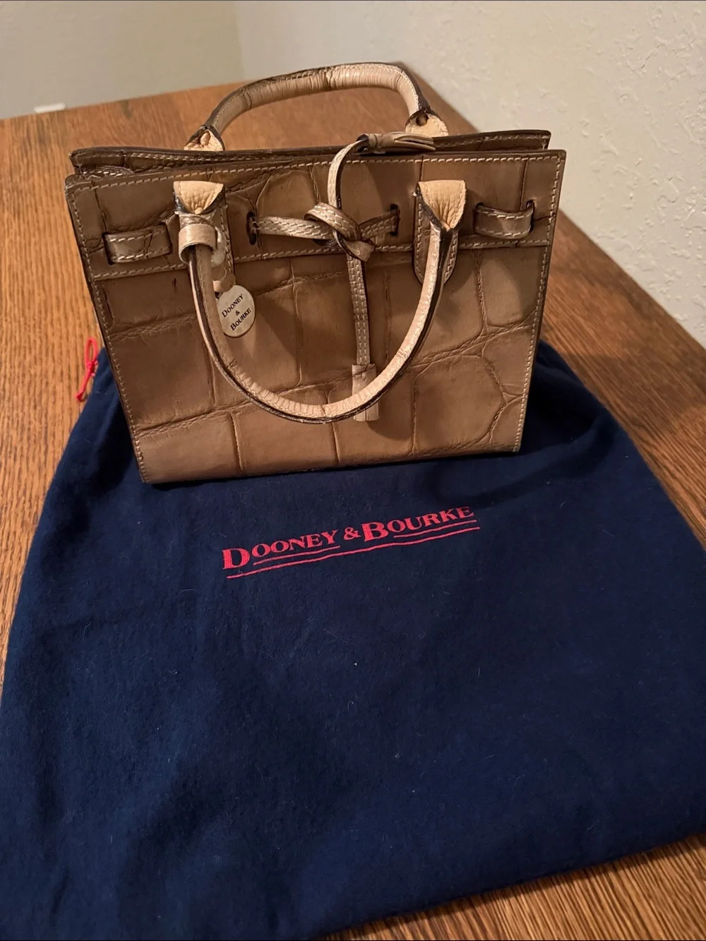 Dooney & Bourke Tan Croc-Embossed Mini Satchel